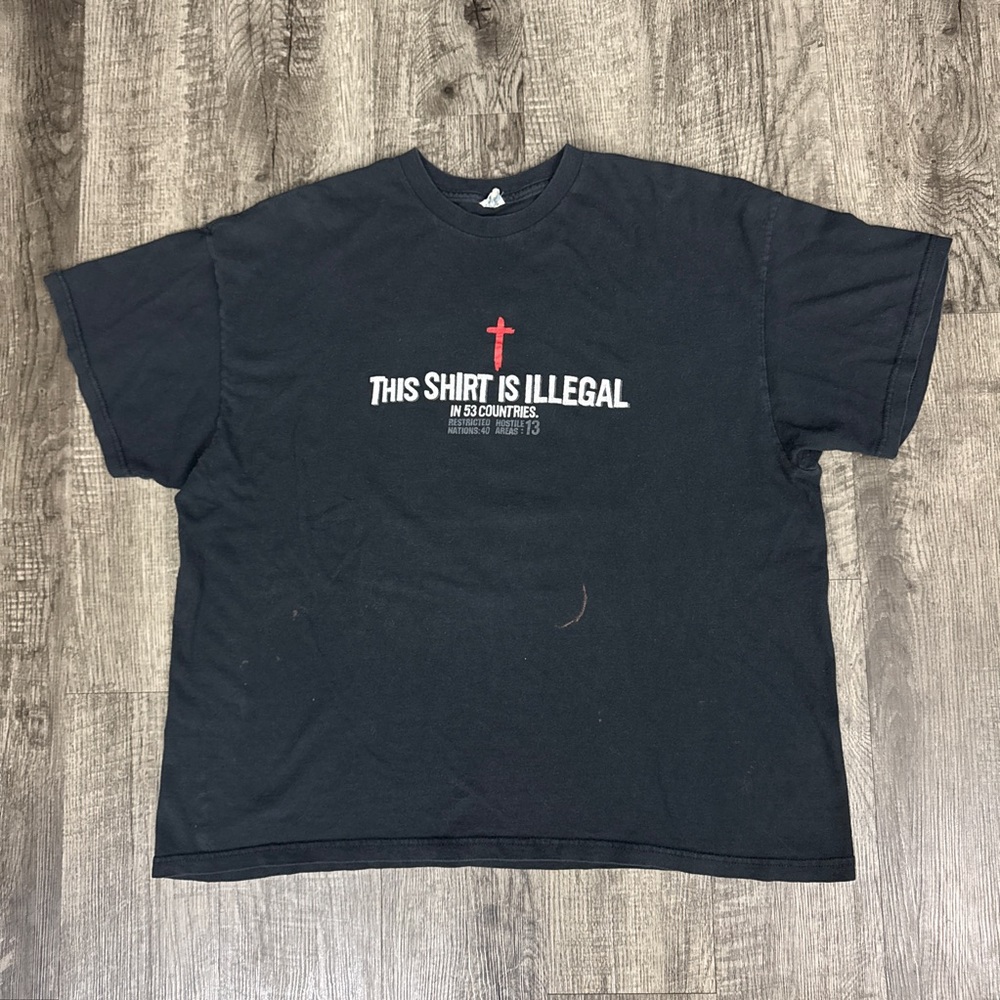 Y2K Illegal in 52 Countries Jesus Religious T Shirt Cross Power of God